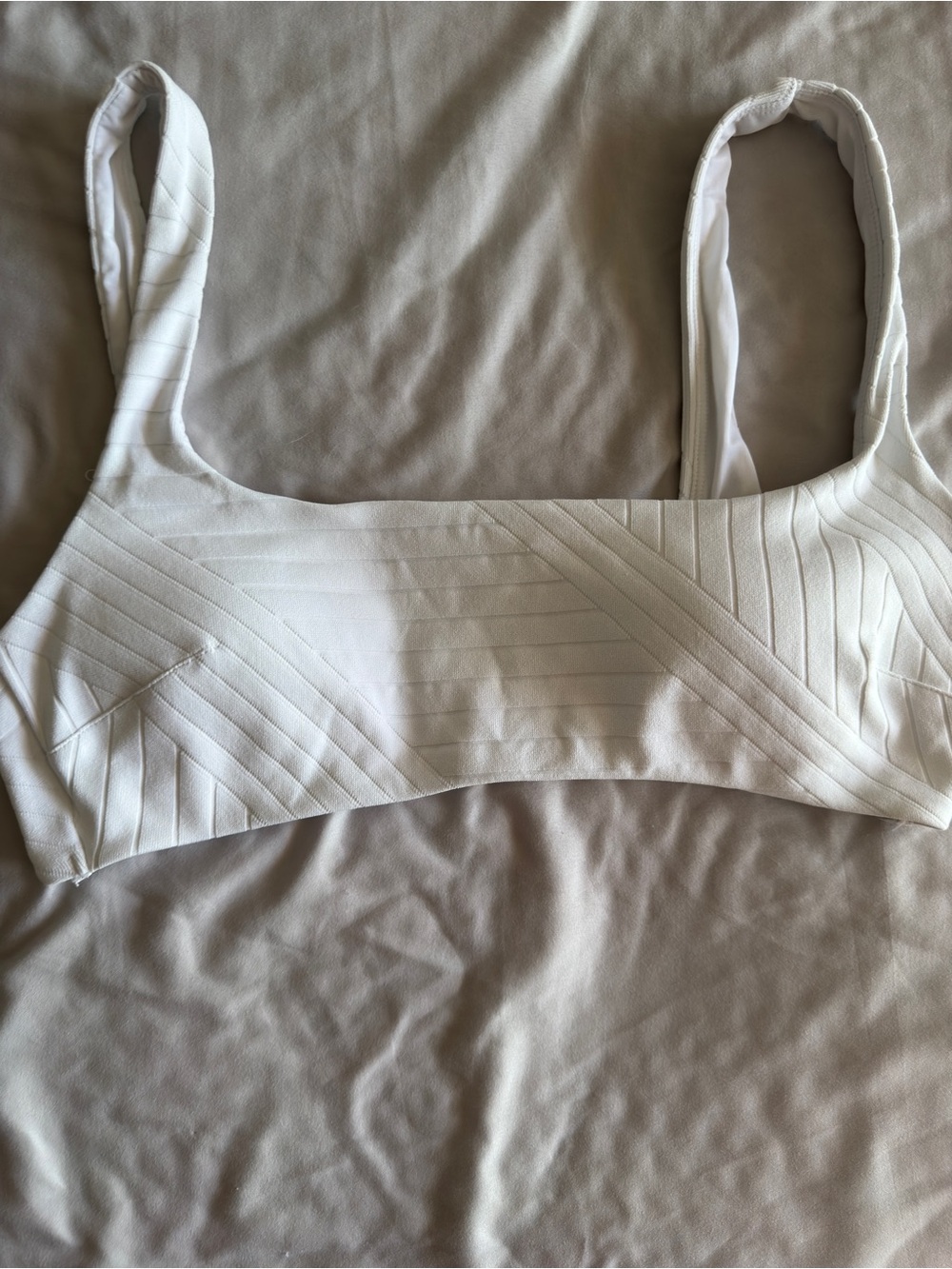 aerie White Ribbed Stretch Bralette